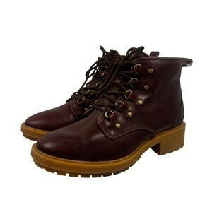 Cole Haan Waterproof Leather Combat Boots Brown Womens Size 8R